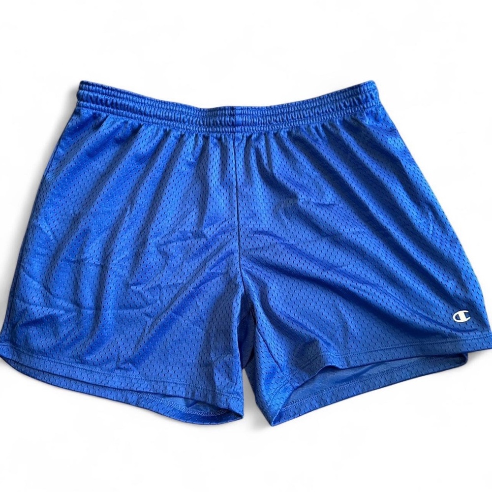 blue champion mesh athletic shorts